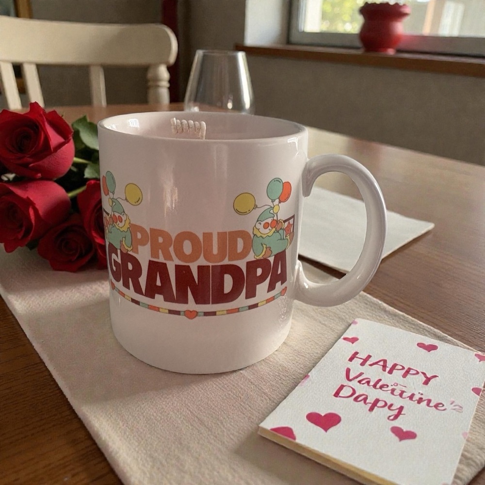 Proud Grandpa handmade 16oz coffee shop with vanilla cake pop candle